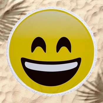 

Microfiber round Beach Towel Bath Towel Facial Expression Printed Webbing SU 150cm microfiber towel
