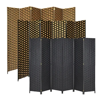 

4/6 Panel Solid Style Wicker Room Divider Hand Made Privacy Screen Separator
