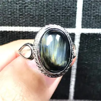 

Natural Yellow Pietersite Ring Silver Sterling For Woman Man 15x11mm Beads Namibia Energy Stone Adjustable Ring Jewelry AAAAA