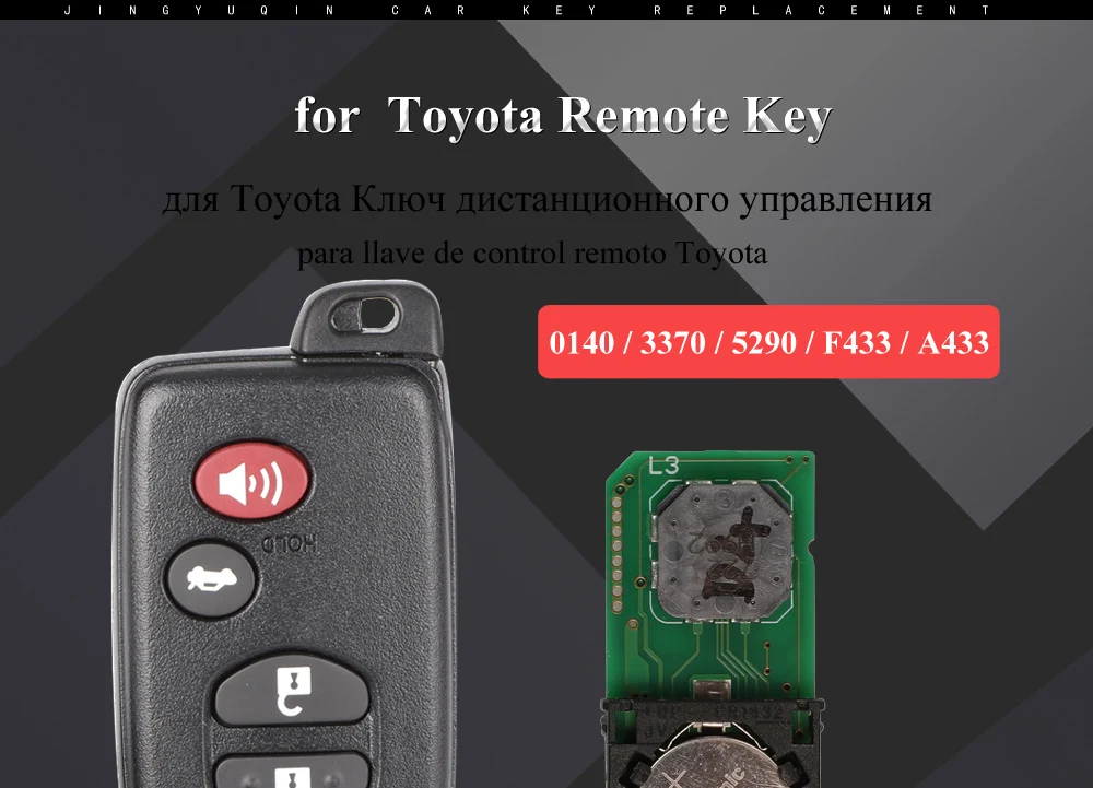 Keyforkess 315/433MHz 4 Pulsanti di KeylessGo Chiave Auto Chiave A Distanza Per Toyota Land cruiser Prado Camry Crown Yaris F433 a433 0140 3370 5290 - Hfce2085532114982aaebd877c518ae08u