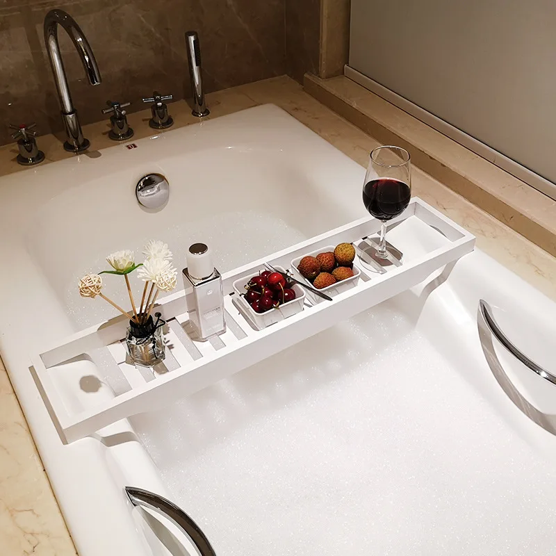 Bamboo extension antiskid bathroom multi function bathtub shelf toilet spa bath shelf bathtub tray accessories