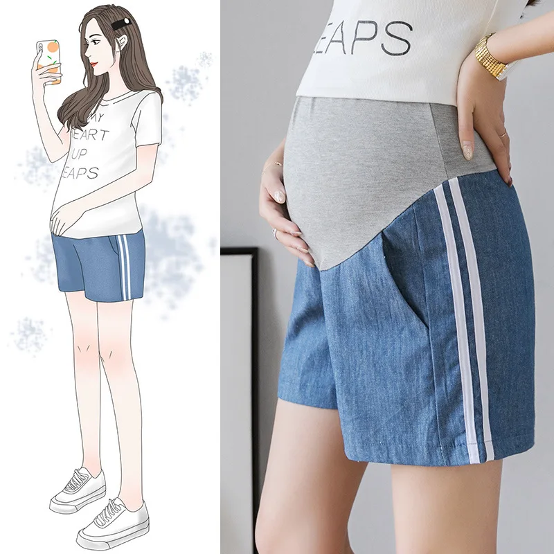 

Maternity Clothes 2019 Summer Bilateral Denim Shorts Shorts for Pregnant Women Summer
