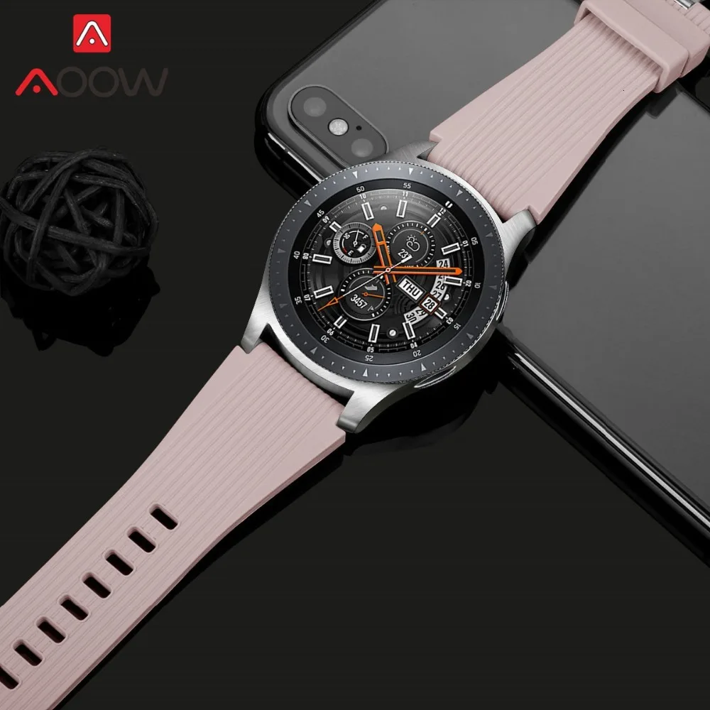 22 мм силиконовый ремешок для часов samsung Galaxy Watch 46 мм версия SM-R800 полосатый резиновый сменный Браслет ремешок серебристый