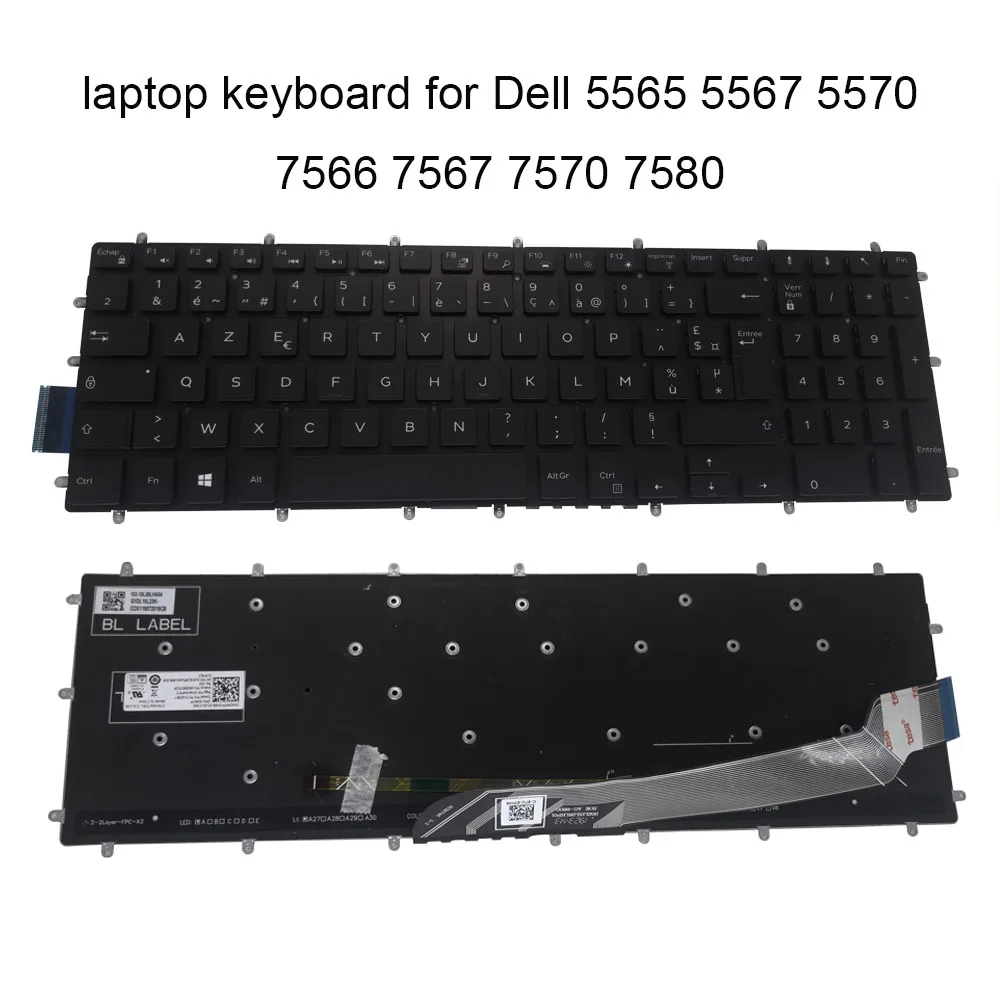 Francês Azerty Teclado Retroiluminado para Dell Inspiron 7567 7566 7587 7570 7580 5565 5570 5765 Laptop Teclados 0cmh7p Cmh7p Original