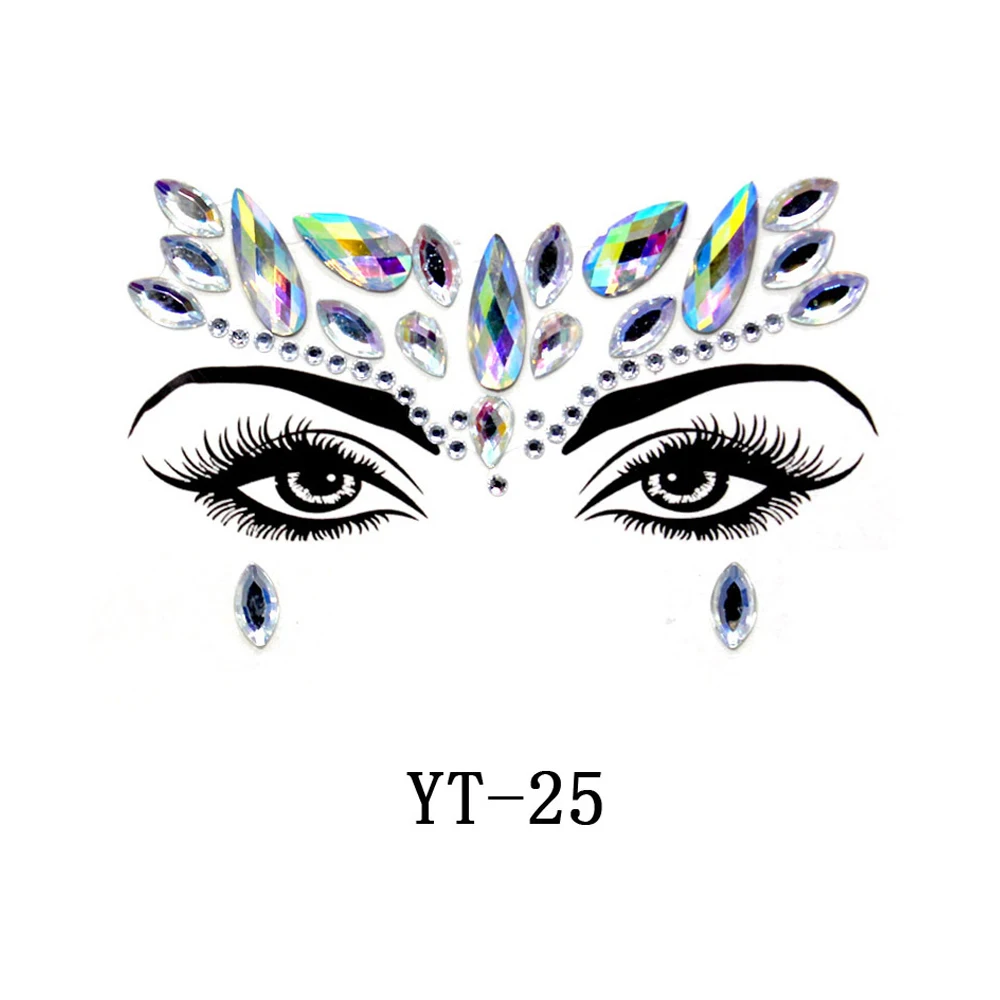 Новая трендовая 3D кристальная наклейка цветной Блестящий акрил вышивка-мозаика маскарадное лицо блестящее украшение временная татуировка наклейка - Цвет: MP182T25