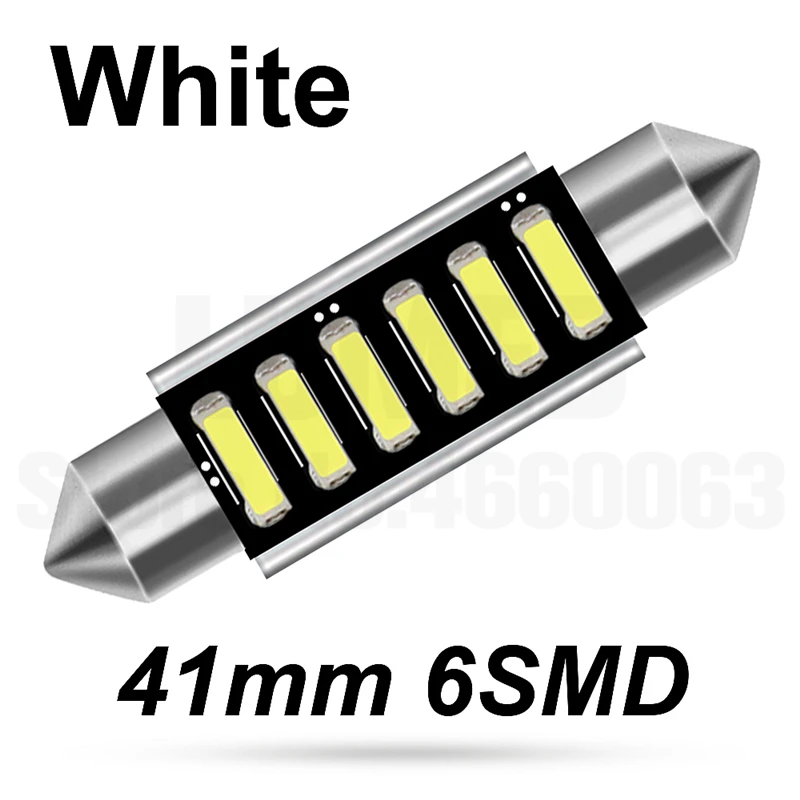 41mm White 100x Автомобильный светодиодный фестон 31 мм 36 мм/39 мм/41 мм авто 6 светодиодный 7020 чипы SMD делают C5W купольный светильник интерьера настольная лампа - Испускаемый цвет: 41mm White