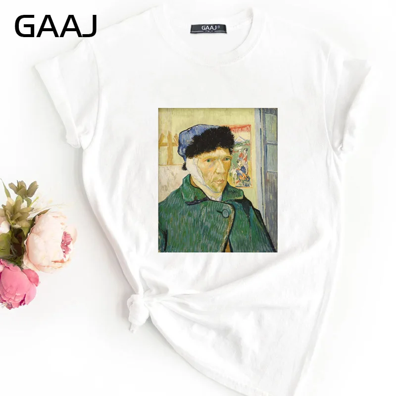 7 GAAJ "Vincent Van Gogh The Starry Night" Футболка женская футболка с круглым вырезом модная свободная футболка с принтом QGEZN - Цвет: 7