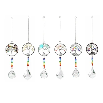 Hanging Crystal Sun Light Catcher Crystal Windchimes Prism Ball Pendant Wind Chimes Window Hanging Ornament Craft Outdoor Decor 6