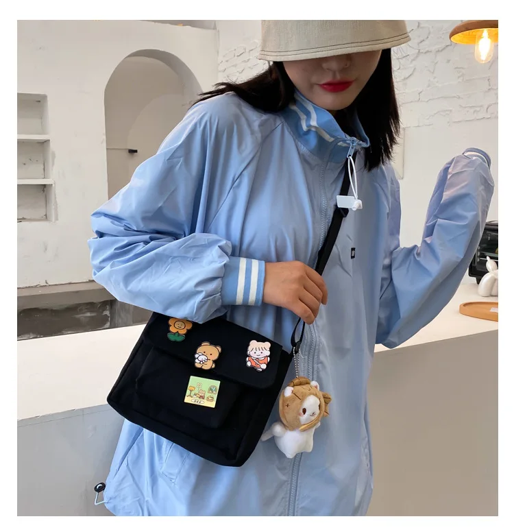 Cute Canvas Small Bag Female 2022 New Japanese Harajuku Diagonal Bag Wild Student Girl Shoulder Bag Bags for Women