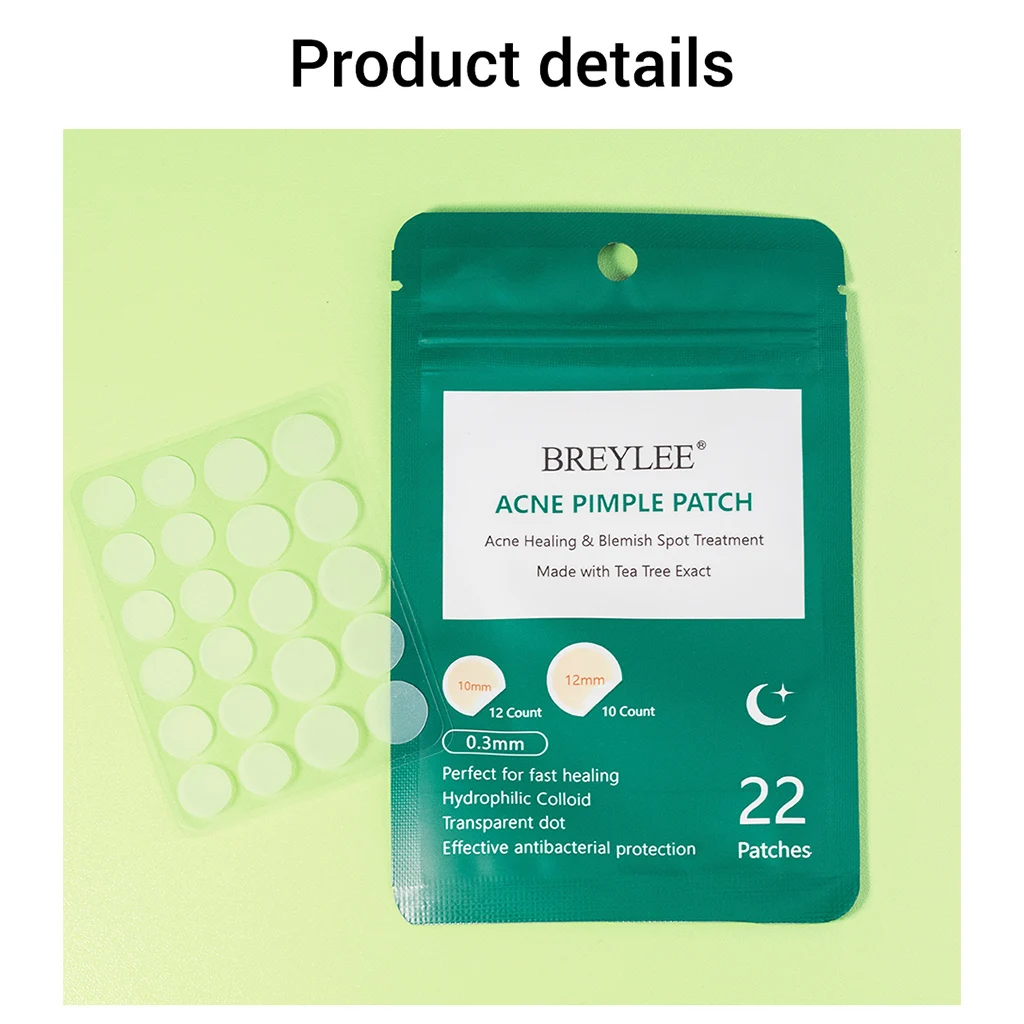 22pcs/sheet Breylee Tea Tree Acne Remover Patch Face Dots Spot Scar Stickers Facial Masks Pimples Remover Tools Face Mask 