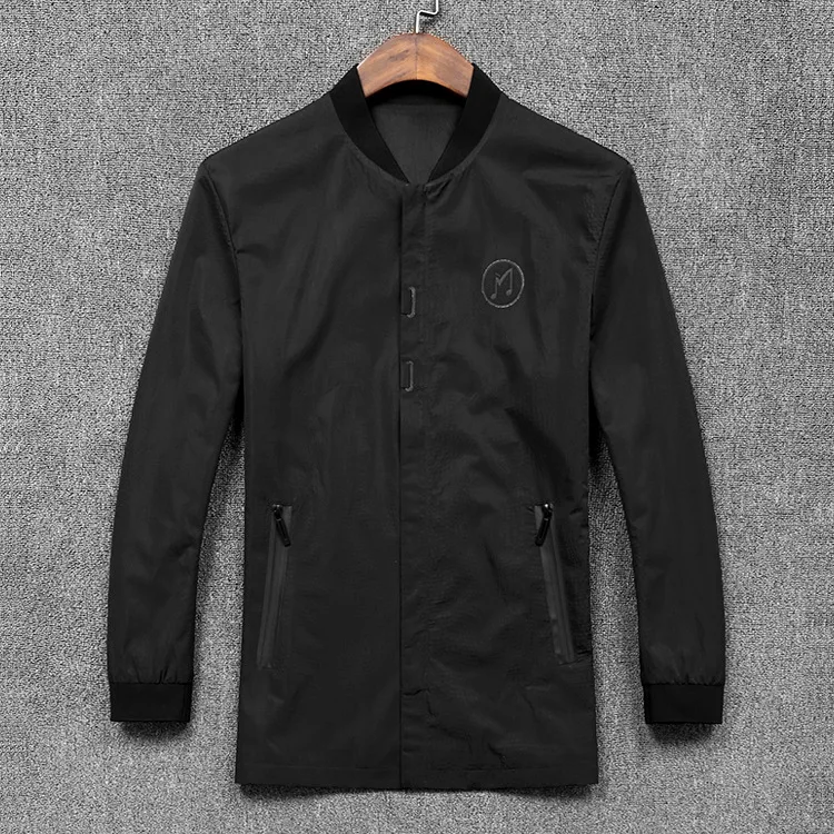 

Qi Discount 2019 Autumn New Style Men Stand Collar Jacket Mid-length Solid Color Youth Slim Fit Business Coat 40003