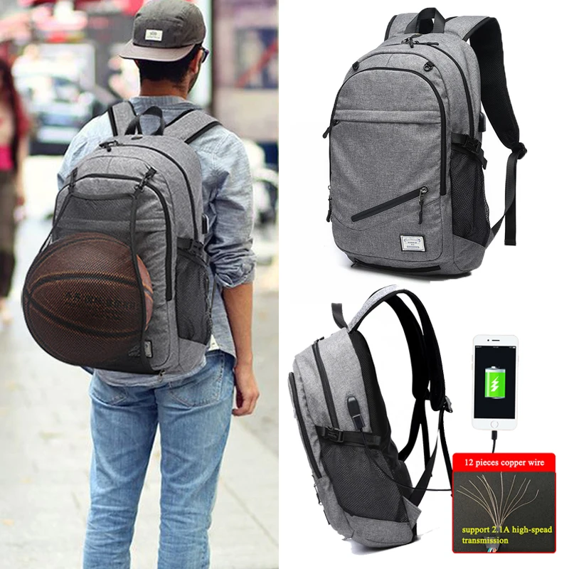 

FAVSPORTS Outdoor Men's Sports Gym Bags Basketball Backpack School Bags For Teenager Soccer Pack Laptop Bag Football Net Gym Bag