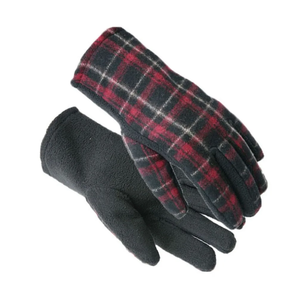 Men and women autumn and winter gloves outdoor England plaid plush warm cotton gloves touch screen ski bike outdoor gloves 30S19 (6)