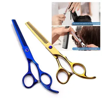 

6 inch Stainless Steel Barber Salon Thinning Scissors Professional Pet Hairdressing Shears Pet Hair Cutting Styling Gold/Blue