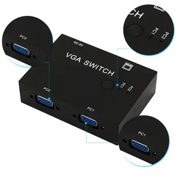 

VGA Switch Box 2 Port SVGA Audio Video Switcher 2 Hosts in 1 Monitor 2 Input+1 Output