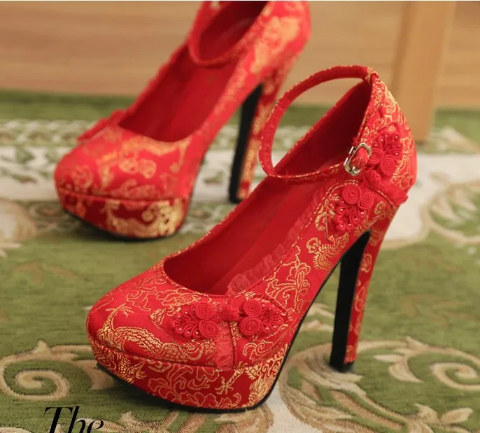 

Wedding Shoes Red Shoes Traditional Trend 100 Years Forever "in High-Heel Waterproof Platform WOMEN'S Shoes Wedding Shoes 8106-3