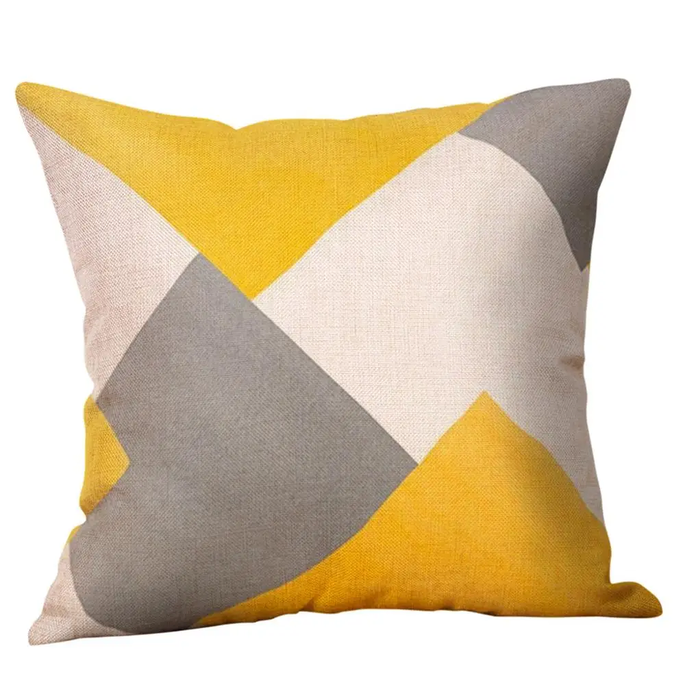 D 45x45CM Pillowcase Yellow Geometric Autumn Cushion Cover Patchwork Style Printed Waist Throw Pillow Covers Pillow Cases Decor Q3 - Цвет: D