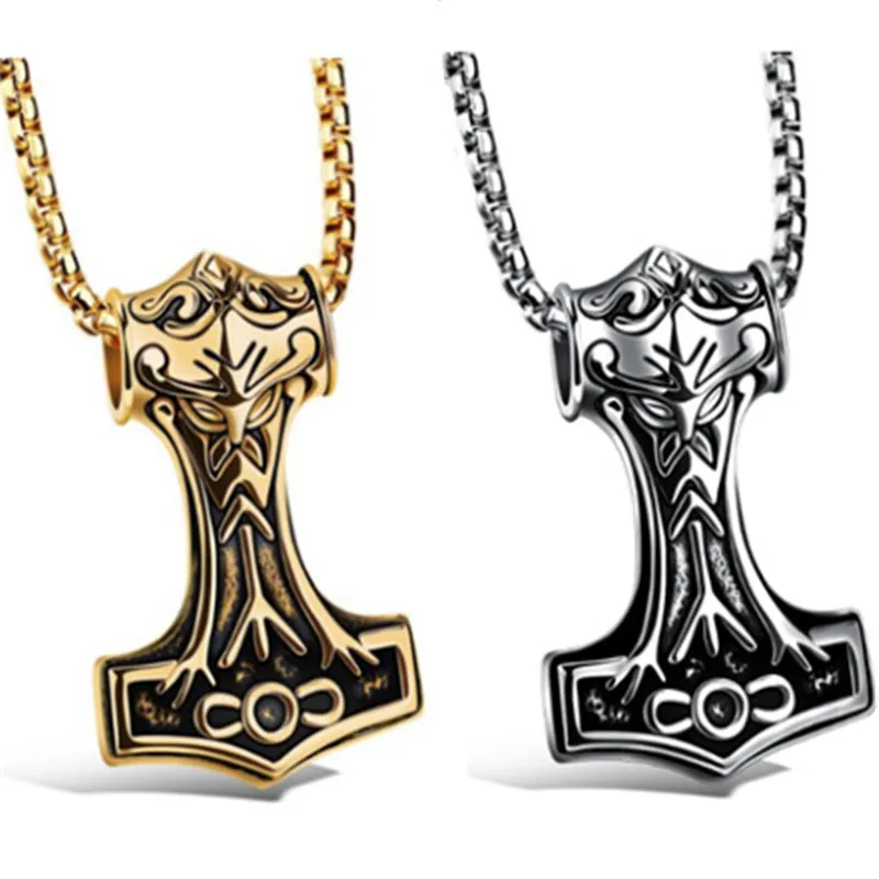 

New Original Film Norse Vikings Thor Quake Pendant Necklace Men Talismans Long Necklaces Pendants Thor Hammer Fashion Jewelry