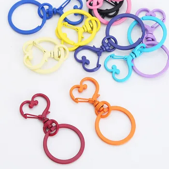 

10Pcs Heart Keychains Lobster Clasps Hooks Key Chain Key Rings for DIY Trinkets Pom Pom Keychain Jewelry Findings Accessories