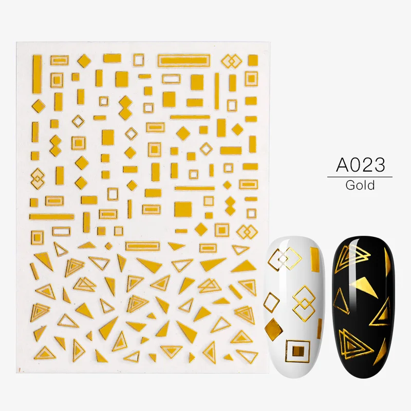 TQ03119 Наклейки для ногтей DIY 3D золотые серебряные прямые изогнутые наклейки для ногтей s вкладыши полоса лента геометрические украшения для ногтей - Цвет: TQ03119