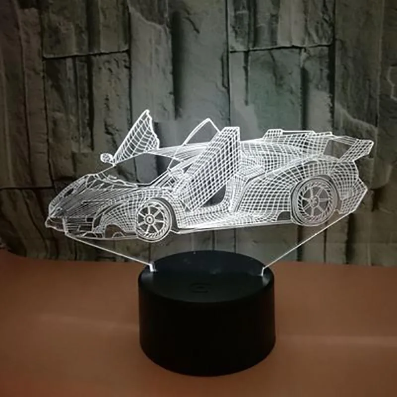3D Led моделирование настольная лампа 7 цветов Изменение автомобиля градиент атмосфера светильник ing Прохладный мальчик прикроватный ночник светильник украшение игрушка