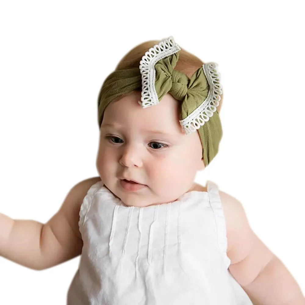 2020 Brand New Newborn Toddler Baby Girls Baby Bow Lace Elastic Hair Headband Hair Accessories Baby Gifts