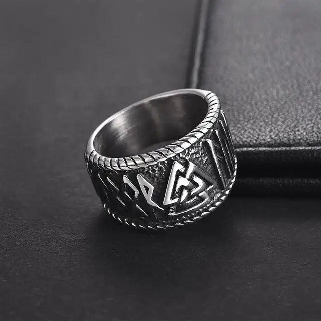 Bague Viking HOMME Runes Bagues Mythologie Nordique Vintage Bague