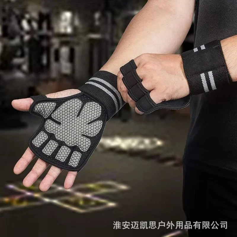 Новые перчатки для занятий тяжелой атлетикой, ремешки на запястье для фитнеса, бодибилдинга, гимнастики, ручки, защита для ладоней, синтетические волокна