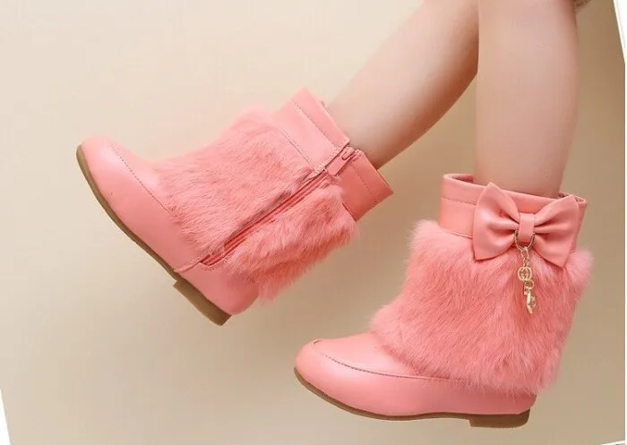 Boots para o Inverno com Borboleta-nó de Venda Quente da Moda Botas de Neve para as Meninas Novo Crianças Quentes Ankle Princesa 2020 7 Da Moda Botas de Neve Para As Meninas Princesa