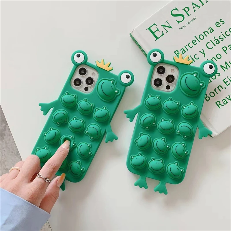 Japan Cute 3D Cartoon Frog Prince Phone Case For iPhone 11 12 13 Pro XS Max Mini X XR 6 7 8 Plus Bear Soft Silicone Back Cover | Мобильные
