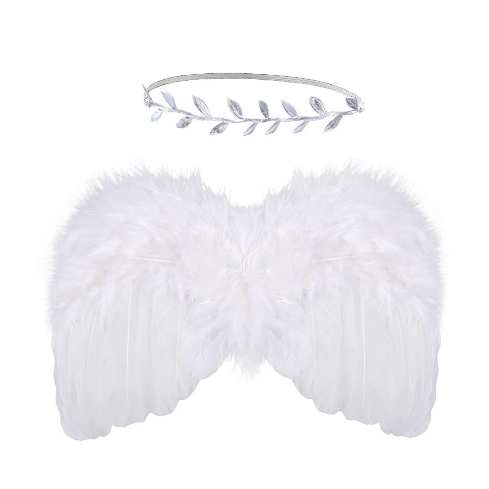 

Boys Girls Art Newborn Baby Photo Prop Set Artificial Feather Leaf Headband Gift Clothing Soft Party Angel Wings Cute DIY