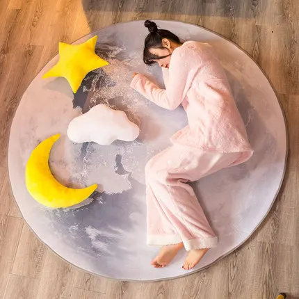 Цветной круглый ковер для спальни, стул для гостиной, нескользящий мягкий коврик