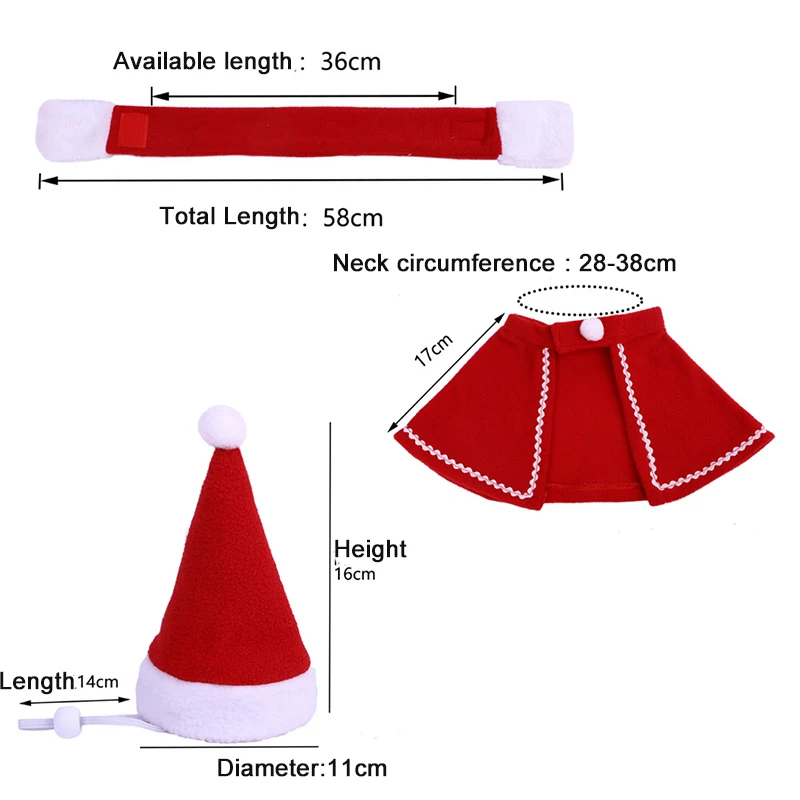 Рождественская накидка для питомца, шапка, шарф, костюм кошки, Рождественская накидка для щенков, нагрудник, праздничный костюм, Рождественский Санта, собака, домашние животные