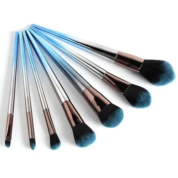 

7pcs Diamond Makeup Brushes Set Blue Black Gradient Handle Eyeshadow Lip Powder Face Pinceis Tools Cosmetic Kabuki Brush Kits