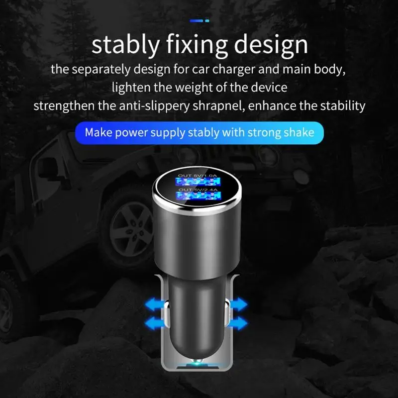 Металлический автомобильный fm-передатчик, Bluetooth, беспроводной AUX MP3 плеер, fm-модулятор, адаптер громкой связи с двойным USB быстрым зарядным устройством