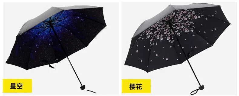 Umbrella Women's General 8-Bone Three Fold Manual Folding Parasol Wholesale Vinyl Sun-resistant NC Fabric Parasol