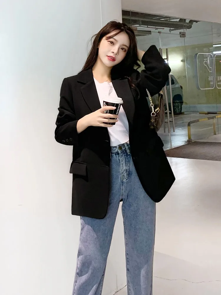 Women  Office Lady Wear Suit Blazer Solid Casual Single Breasted Coat Jacket formal  Long Sleeve Notched Collar Blazers