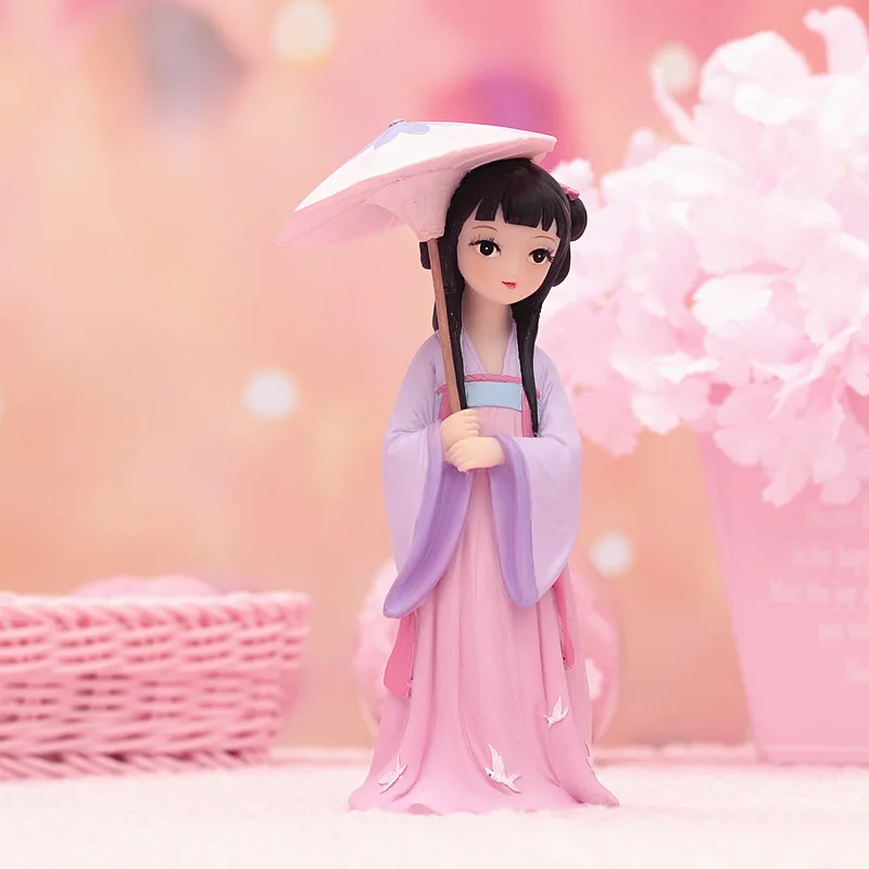 16 см кукла из смолы в китайском стиле, куклы для девочек HanFu, фигурки для девочек, игрушки для детей, украшения для дома и рабочего стола