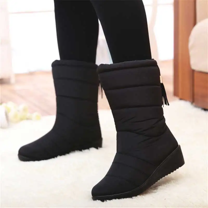 

Winter Women Boots Warm Fur Snow Boots Women Ankle Boots Female Winter Shoes Woman Waterproof Mid-calf Boots Botas Mujer