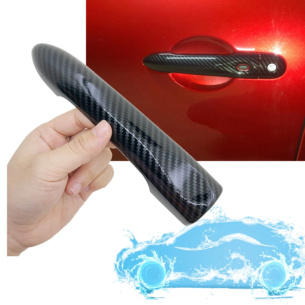 Black Carbon Fiber Car handle Or ABS Chrome Door Handles Cover for