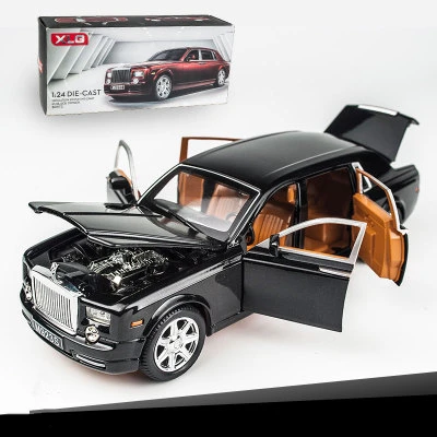 KIDAMI Rolls Royce 1:24 Масштаб литья под давлением модель автомобиля игрушечные машинки Вытяните назад звуковой светильник Коллекция подарков для детей и взрослых - Цвет: Phantom Black