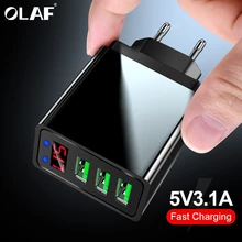 Светодиодный USB зарядное устройство с цифровым дисплеем для быстрой зарядки iphone 7 8 samsung S10 Plus EU US UK 3 порта USB зарядное устройство для мобильного телефона адаптер