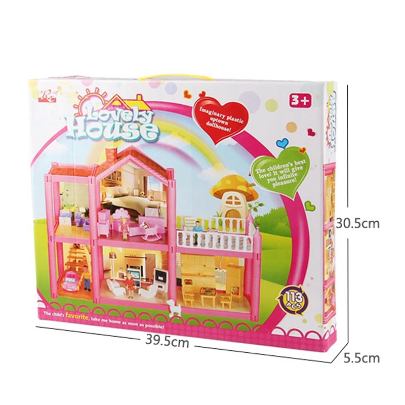Новые DIY семьи Кукольный дом с миниатюрной мебели аксессуары для гаража игрушки DIY кукольный домик Игрушки для девочек Подарки с коробкой