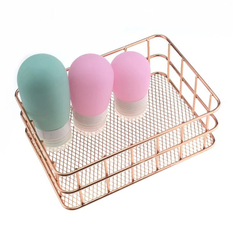 Wire Iron Storage Basket Rose Gold Durable Home Office Desk Shelf Desktop For Kichen Cabinets Bedroom Bathroom DIN889 | Дом и сад