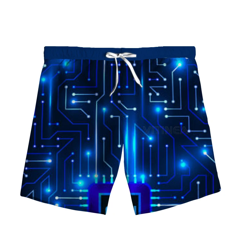 

New Fashion Chips 3D Print Electronic Woman Men Summer Beach Loose Shorts Casual Pants Polyester V20
