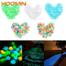 HOOMIN 100 шт./упак. флуоресцентный камень светится в темноте сад морской формы животных светящиеся камни рок