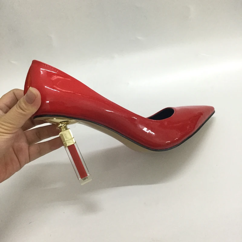 Luchfive по индивидуальному заказу; дамские туфли-лодочки красная помада каблук острый носок плюс Размеры Бизнес обувь из натуральной кожи; деловые, вечерние туфли Для женщин