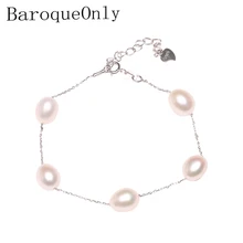 BaroqueOnly babysbreat дизайн пресноводный браслет с жемчужинами овальной формы регулируемый браслет 925 серебро удлинение цепи лучший подарок хао