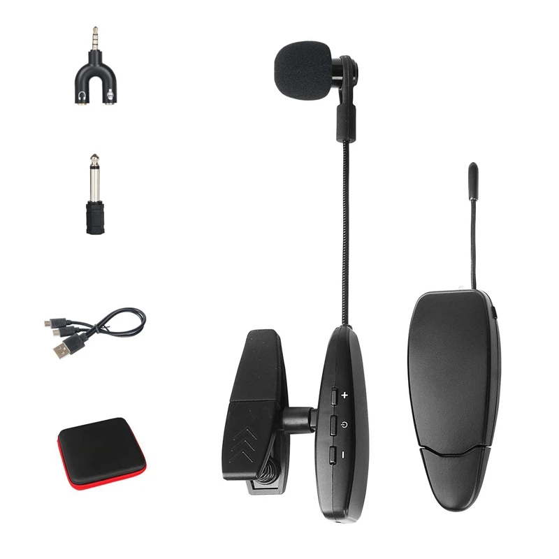 

Wireless Saxophone microphone System Clip on Musical Instruments for Saxophone Trumpet Sax Horn Tuba Flute Clarinet Pipe