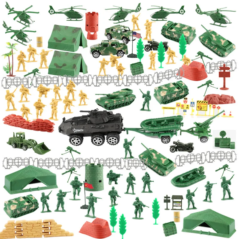 Пластиковая игровая фигурка военного Модель игрушки военные аксессуары Костюм армейские фигурки линкор Танк бункер модные игрушки для детей подарок